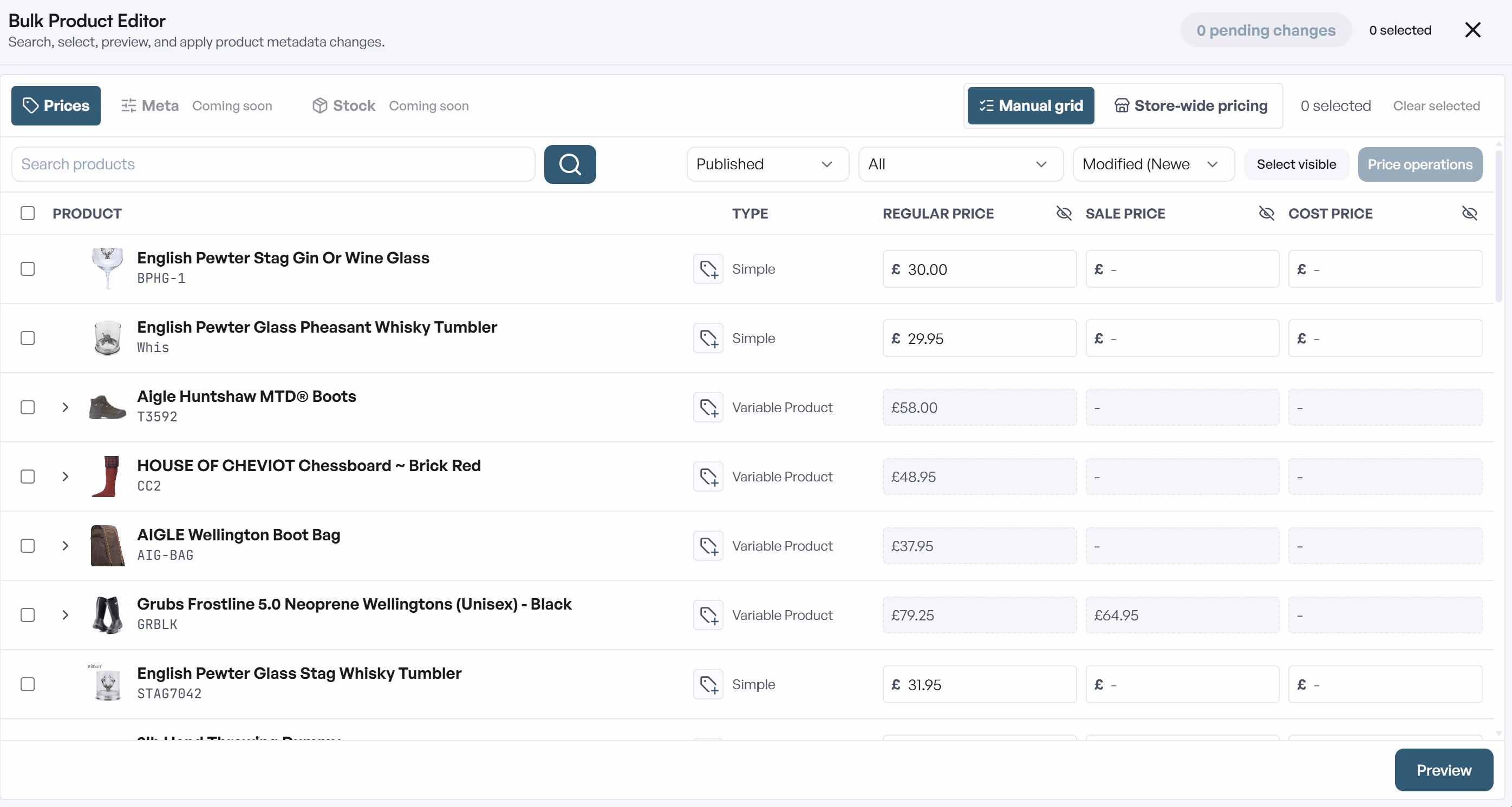 Bulk price changes for a category or your whole store — In the Stokkap app