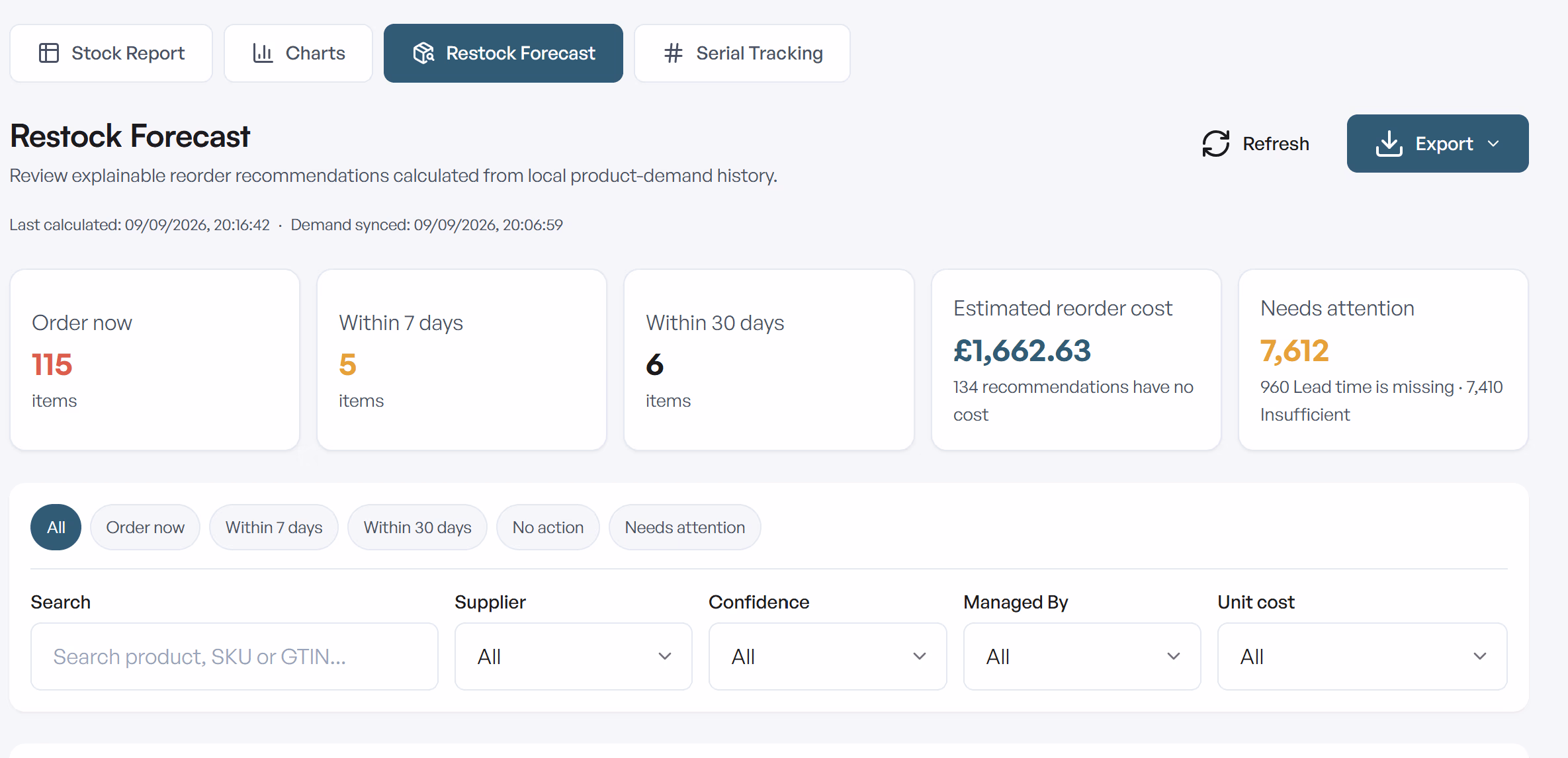 Restock forecasting to plan your next stock-in — In the Stokkap app