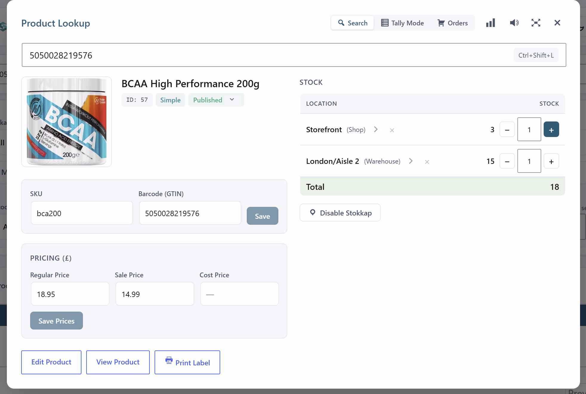 Quick Lookup: change a product without opening its edit screen — In the WordPress plugin